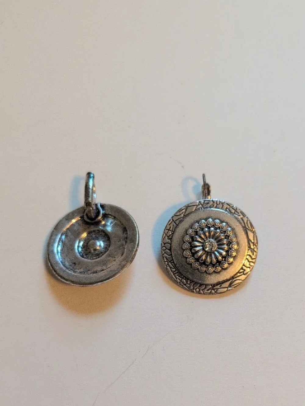 Silver-Tone Floral Medallion Drop Earrings